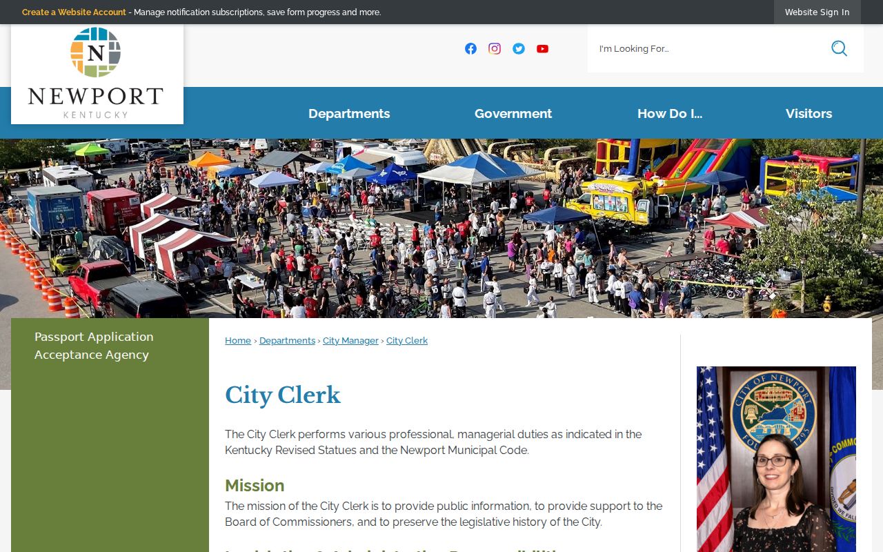 Newport City Clerk public records request page