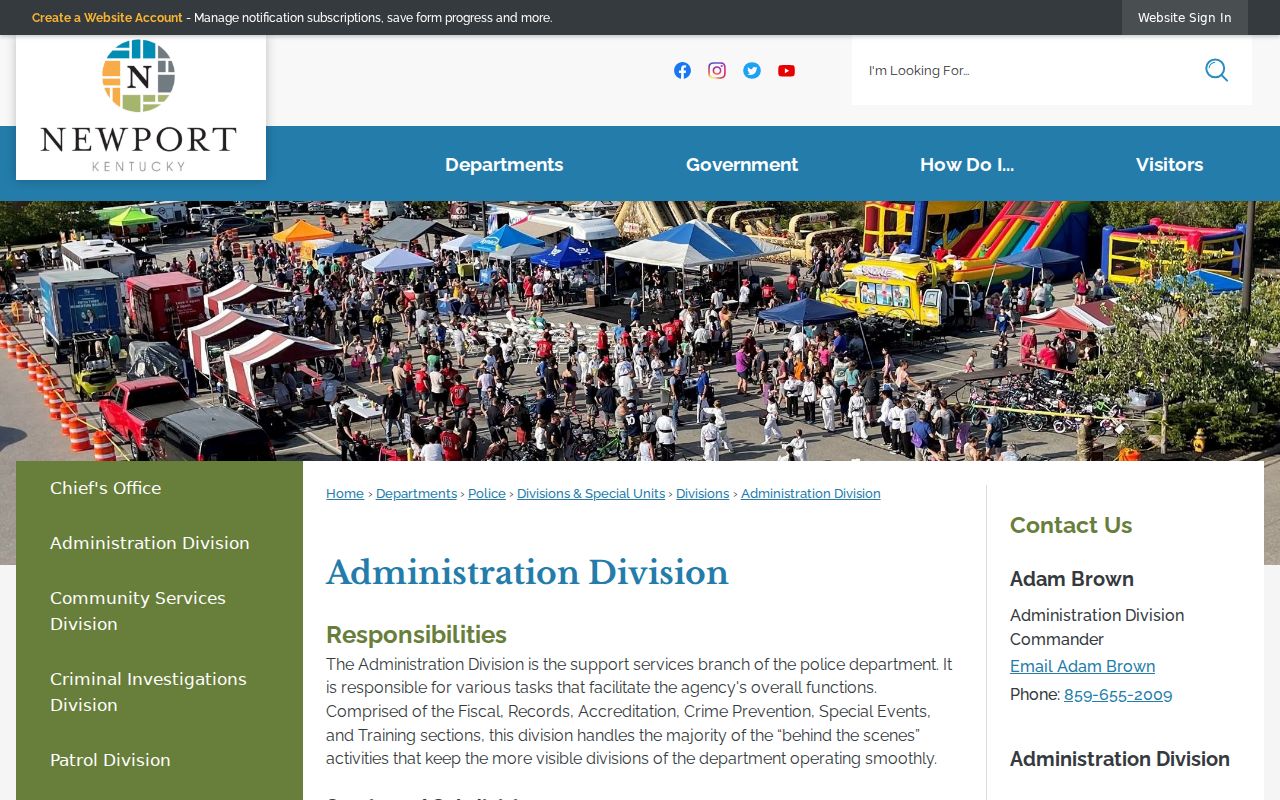 Newport Police Administration Division records information