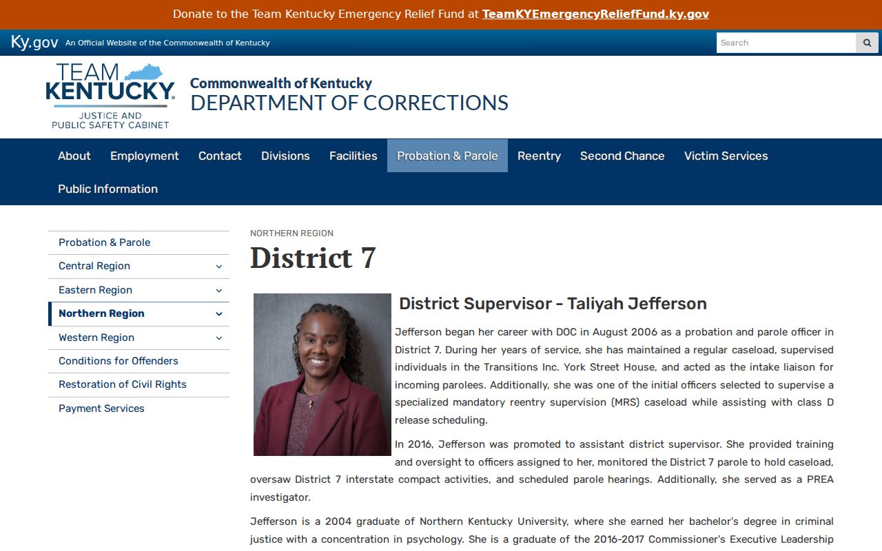 Campbell County criminal history probation and parole District 7 office